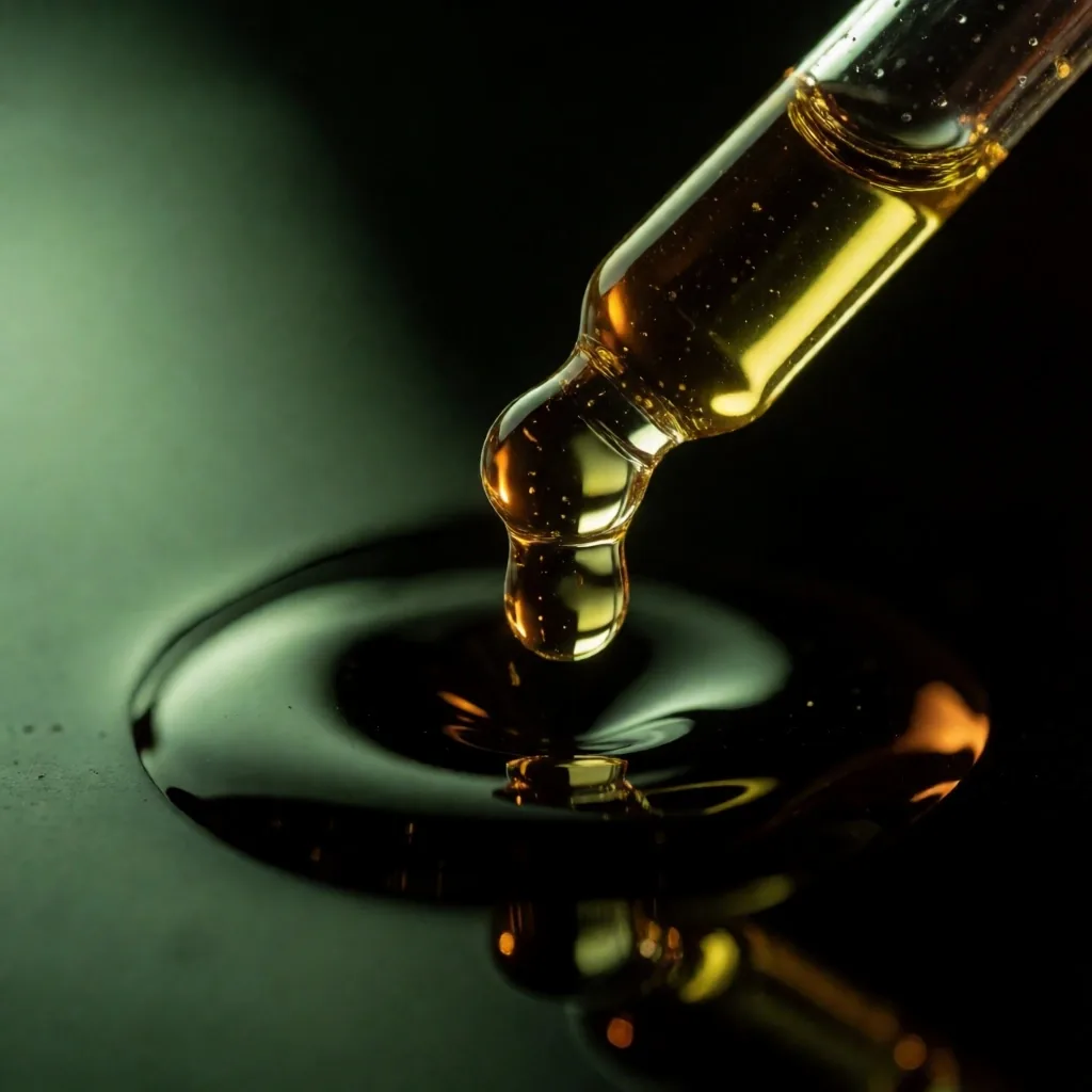 Botanical oil droplet macro